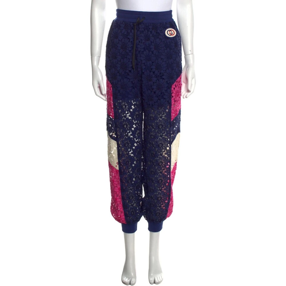 GUCCI Floral Lace Intarsia Sweatpants, S (fits up to L), NWT